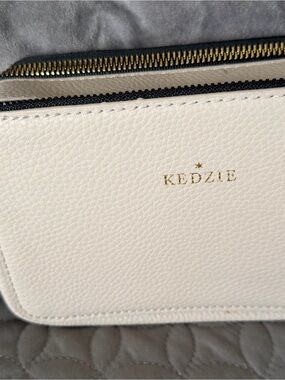 Kedzie Cream Leather Crossbody Bag with Gold Accents